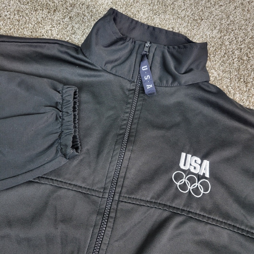 USA Olympic Committee Mens XL Solid Black Performance Stretch Full Zip Jacket